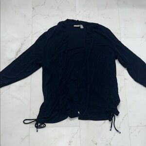 Chicos Open-Front Women's Cardigan with Side Drawstrings - Navy Size 3 XL